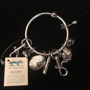 Vintage Key Bracelet By Green Rhino Silvertone With Charms